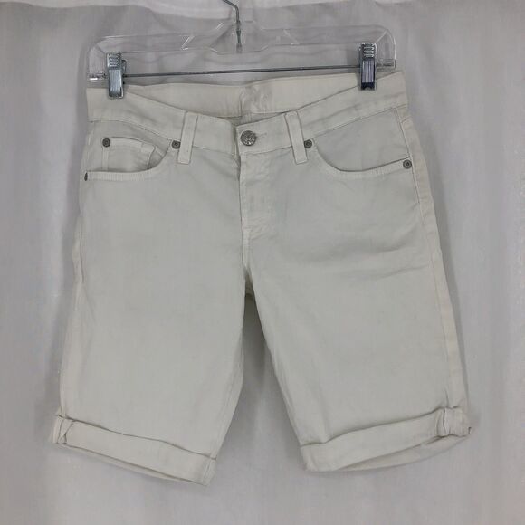 7 For All Mankind Pants - 7 For All Mankind Cuffed Bermuda 9” White 5 Pocket Chino Shorts AU8071920 Sz 27